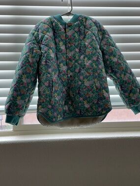 New Kids Floral Quilted Jacket in Teal - Lightweight Warmth Size 8-9years